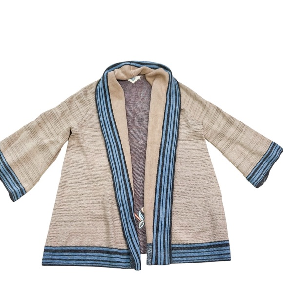 Anthropologie HWR Rare Embroidered Crane Wool Blend Kimono Cardigan XS - Picture 5 of 11